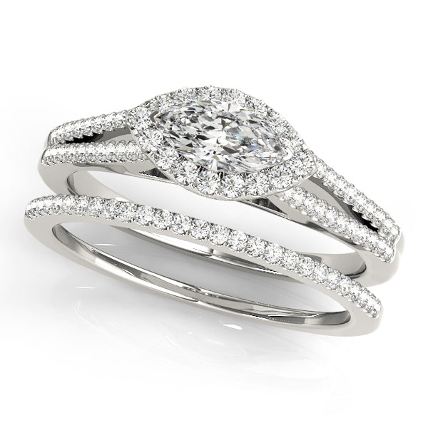 Platinum Marquise Diamond Halo Engagement Ring