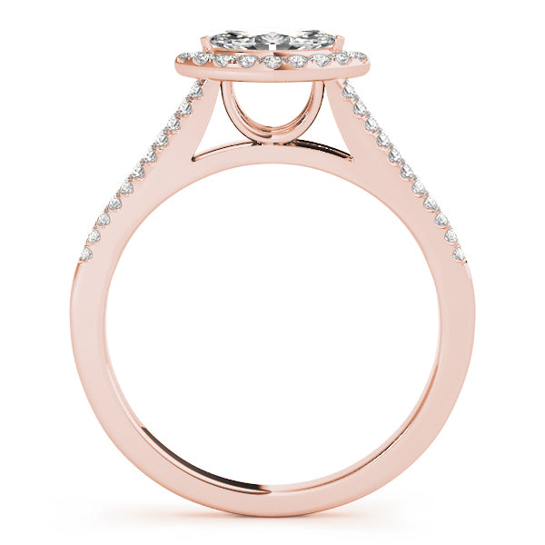 14K Rose Gold Marquise Diamond Halo Ring