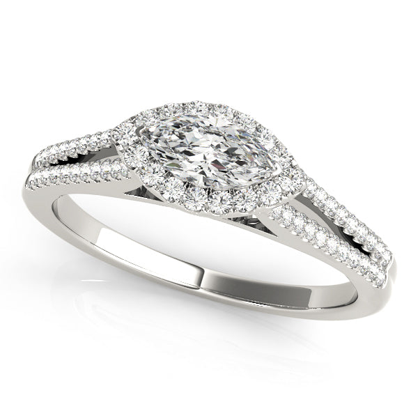 18K White Gold 1.33ctw Marquise Diamond Halo Ring