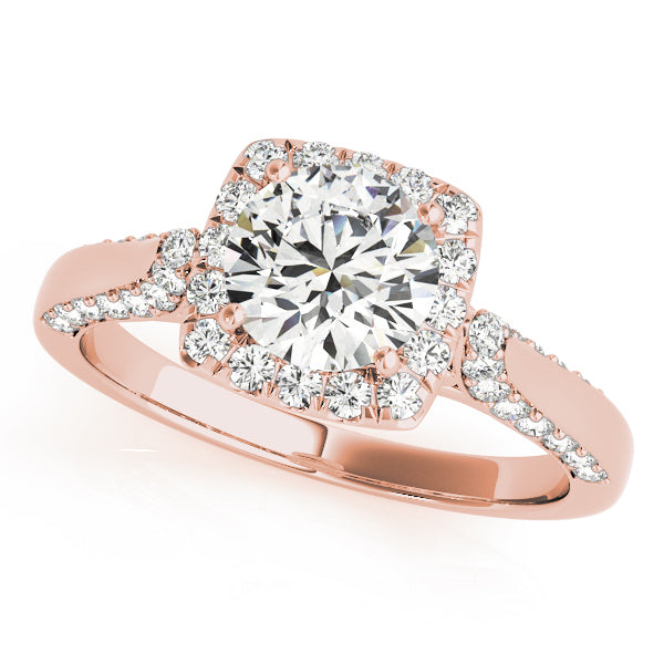 18K Rose Gold 1 CT Diamond Halo Engagement Ring