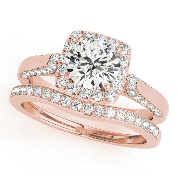 18K Rose Gold 1 CT Diamond Halo Engagement Ring