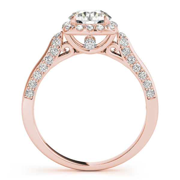 18K Rose Gold 1 CT Diamond Halo Engagement Ring