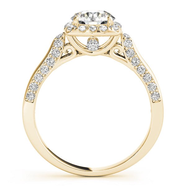 18K Yellow Gold Round Diamond Halo Engagement Ring