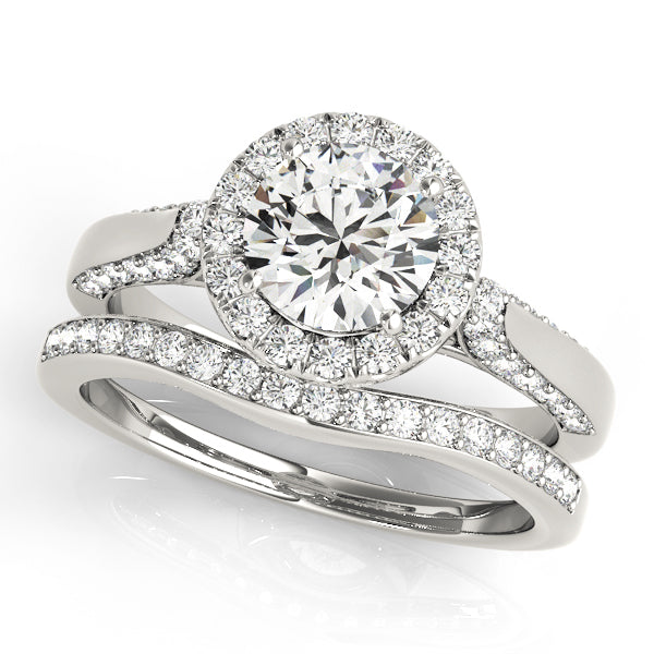 Platinum 1.38ctw Round Diamond Halo Ring