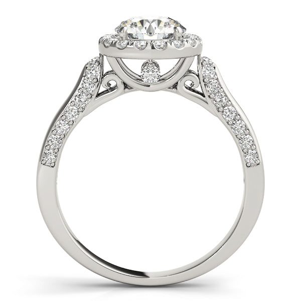 14K White Gold Round Diamond Halo Engagement Ring