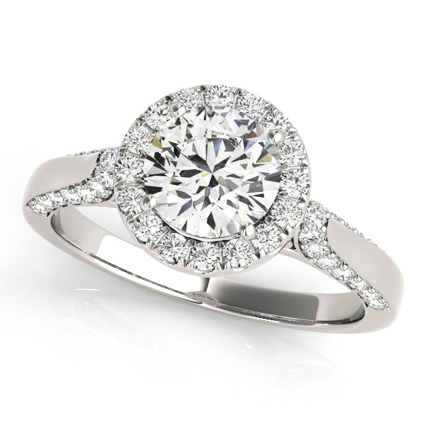 Platinum 1.38ctw Round Diamond Halo Ring