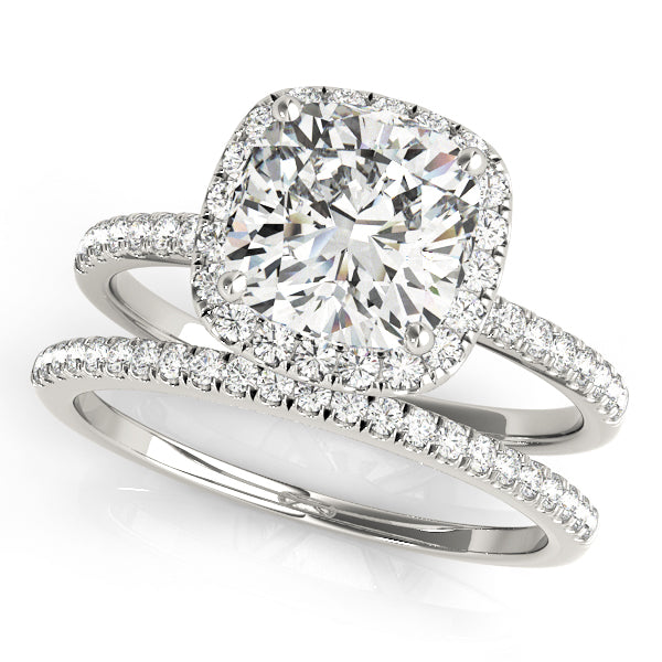 Platinum Cushion Diamond Halo Engagement Ring 3/4 CT