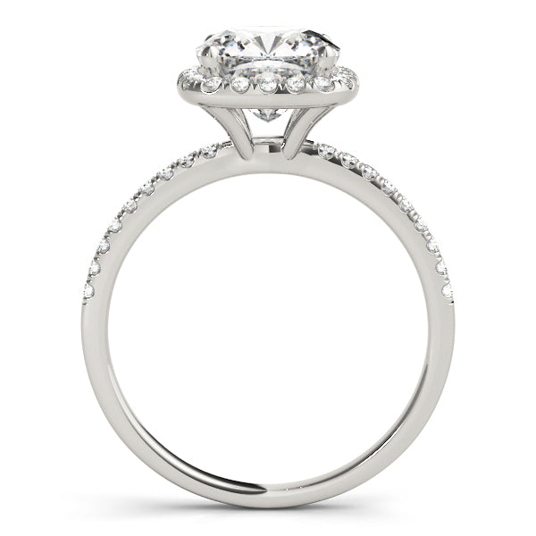 14K White Gold Cushion Diamond Halo Ring