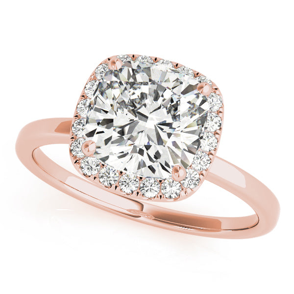18K Rose Gold Cushion Diamond Halo Engagement Ring