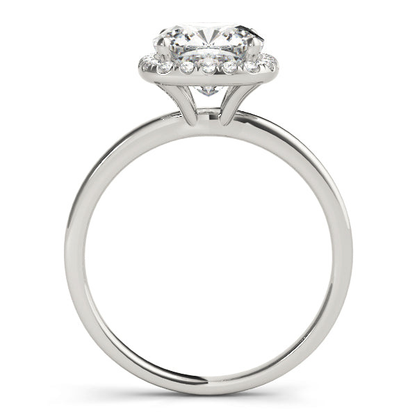 14K White Gold Cushion Diamond Engagement Ring with Halo