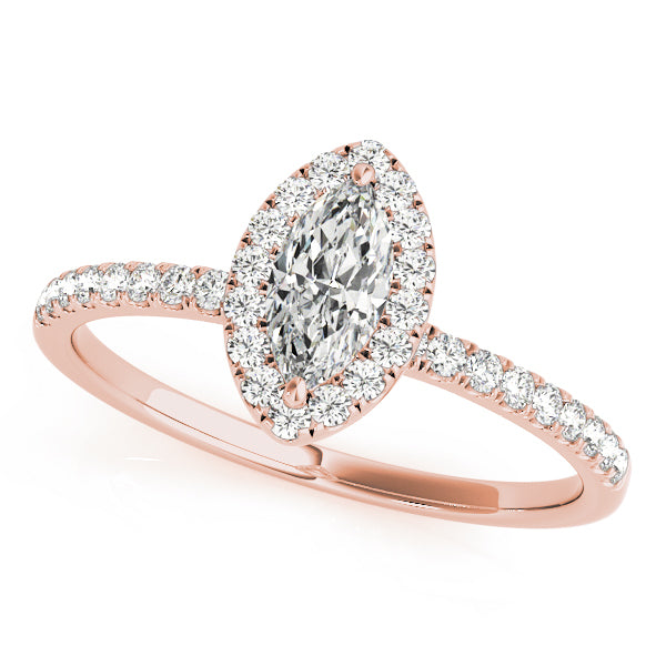 18K Rose Gold Marquise Diamond Halo Ring