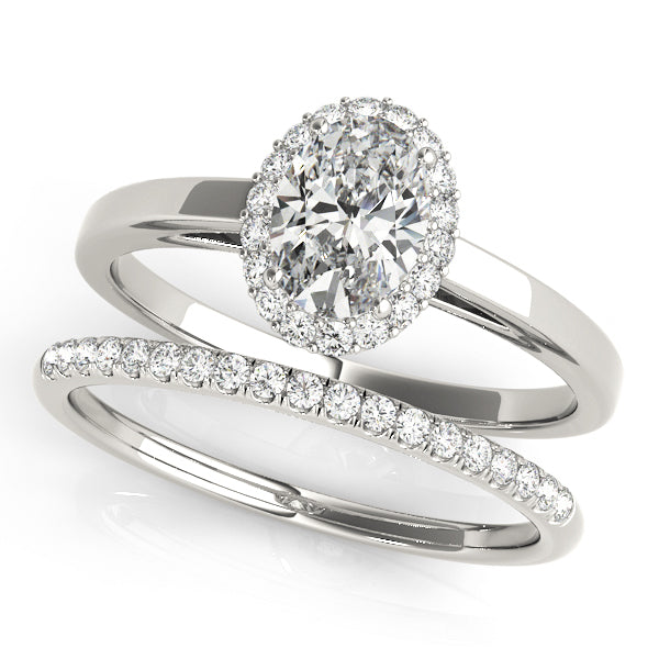 Platinum Oval Diamond Halo Engagement Ring 1/5 ctw