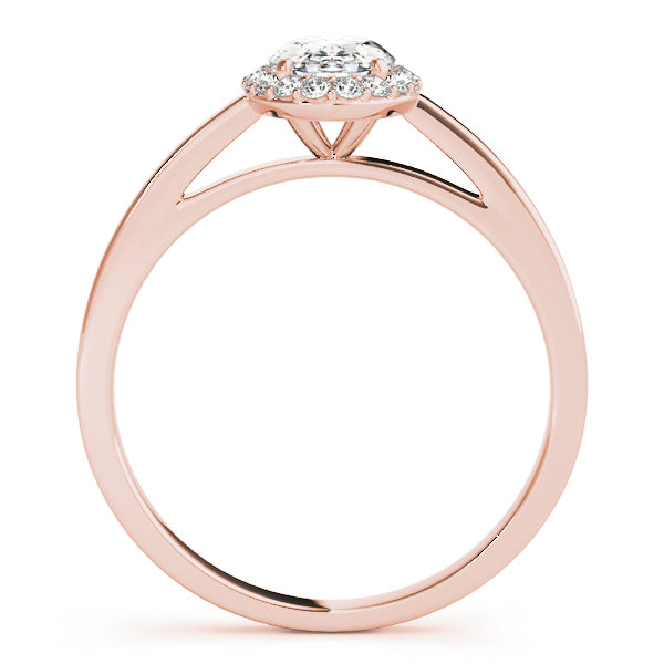 14K Rose Gold Oval Diamond Engagement Ring with Halo
