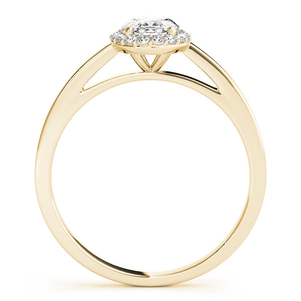 18K Yellow Gold Oval Diamond Halo Engagement Ring