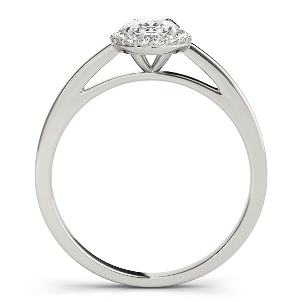 Platinum Oval Diamond Halo Engagement Ring 1/5 ctw