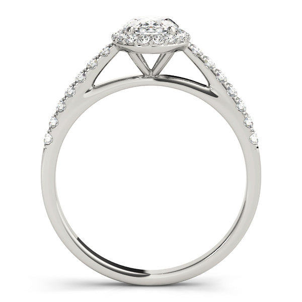 14K White Gold Oval Diamond Engagement Ring with Halo