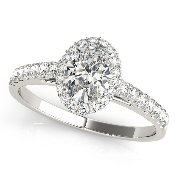 Platinum Oval Diamond Halo Engagement Ring 1/3 ctw