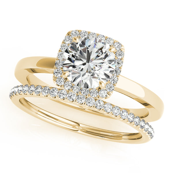 18K Yellow Gold 1 CT Diamond Halo Engagement Ring
