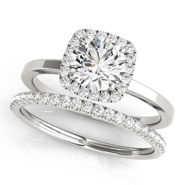 Platinum 1 CT Diamond Halo Engagement Ring