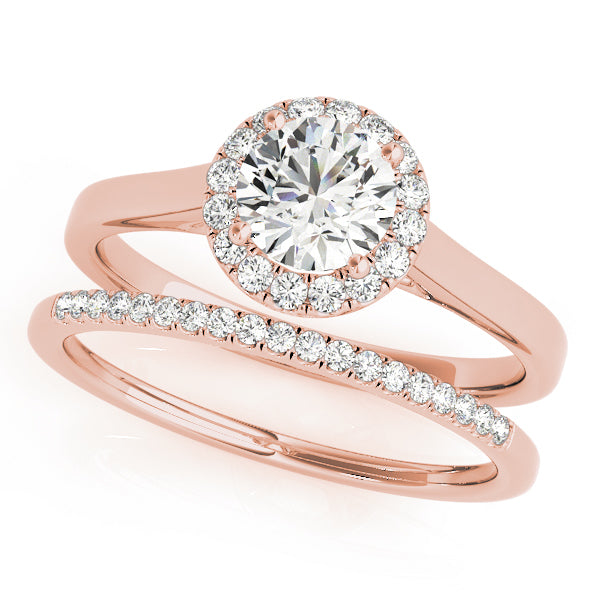 18K Rose Gold 1 ct Diamond Halo Engagement Ring