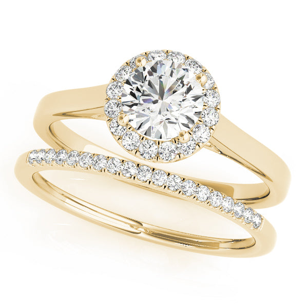 18K Yellow Gold 1 CT Diamond Halo Engagement Ring