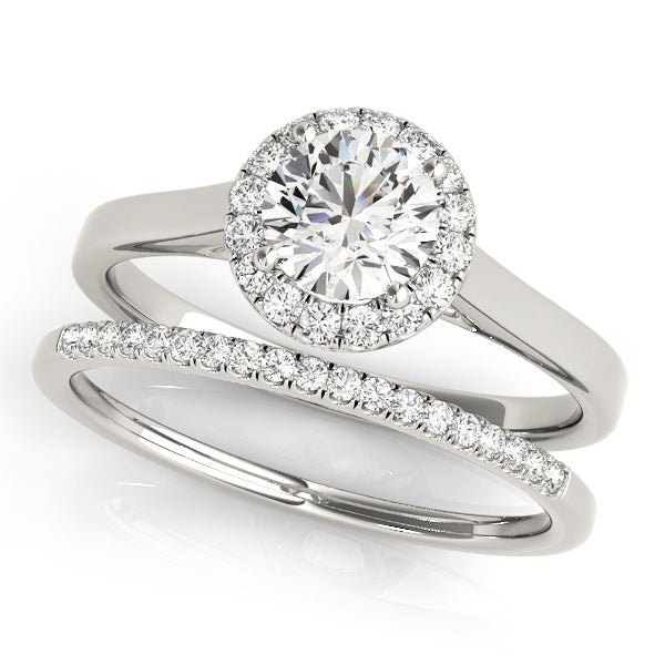 Platinum 1 CT Diamond Halo Engagement Ring