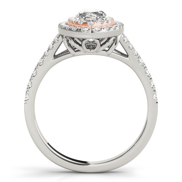 14K Rose Gold 1 CT Marquise Diamond Halo Ring