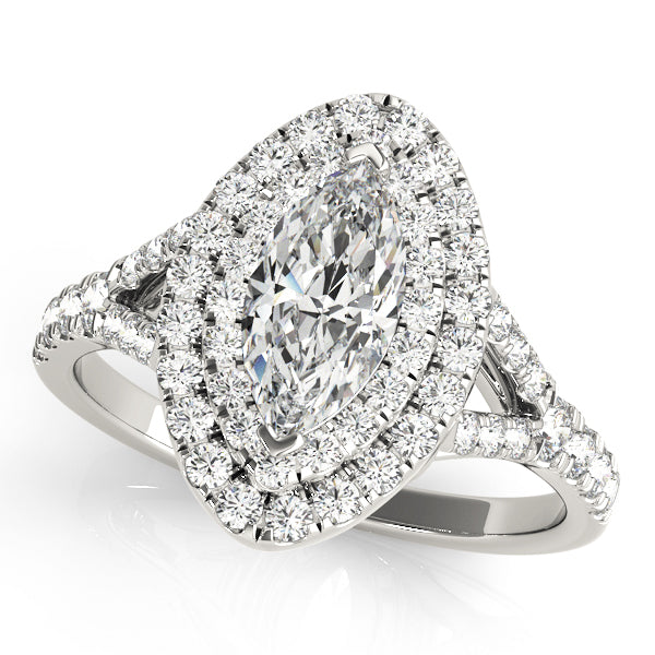 18K White Gold Marquise Diamond Halo Ring