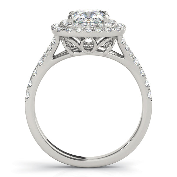 Cushion Double Halo with Micro Split-Shank Pave Diamond Engagement Ring