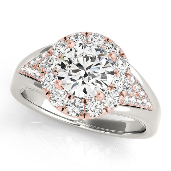 14K Rose Gold 1 CT Diamond Halo Engagement Ring