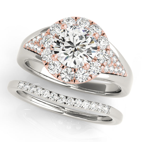14K Rose Gold 1 CT Diamond Halo Engagement Ring