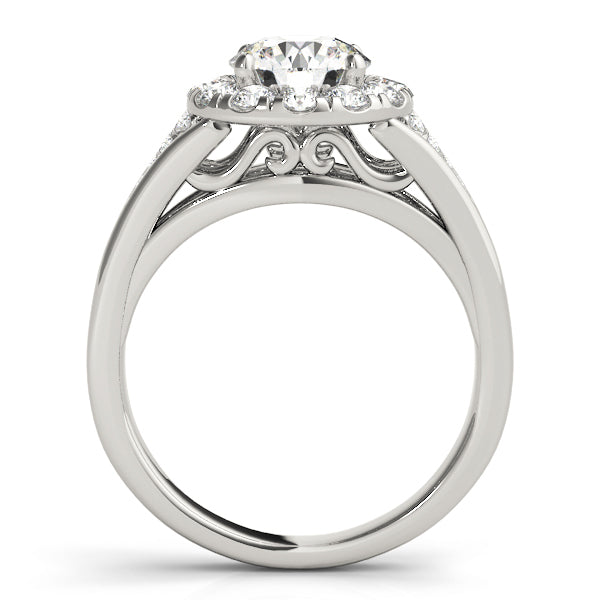 Platinum 1 CT Diamond Halo Engagement Ring