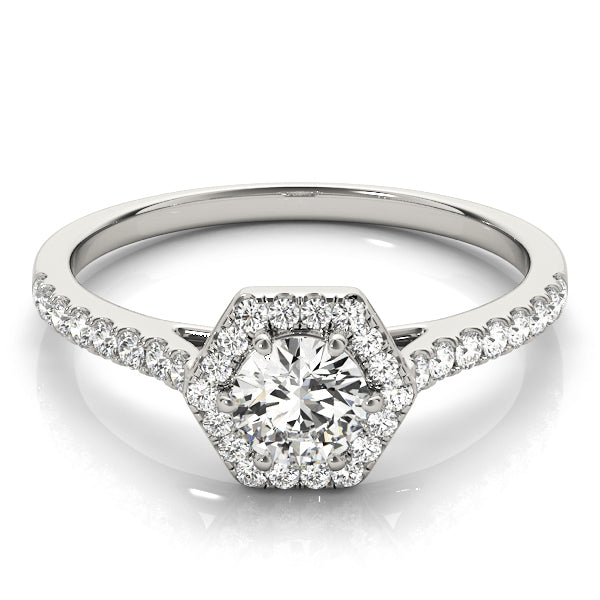 Platinum 1/2 CT Round Diamond Halo Engagement Ring