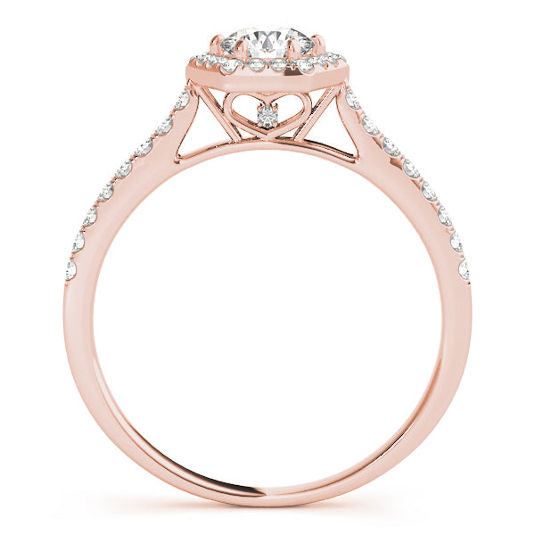 18K Rose Gold Diamond Halo Engagement Ring 0.5ctw