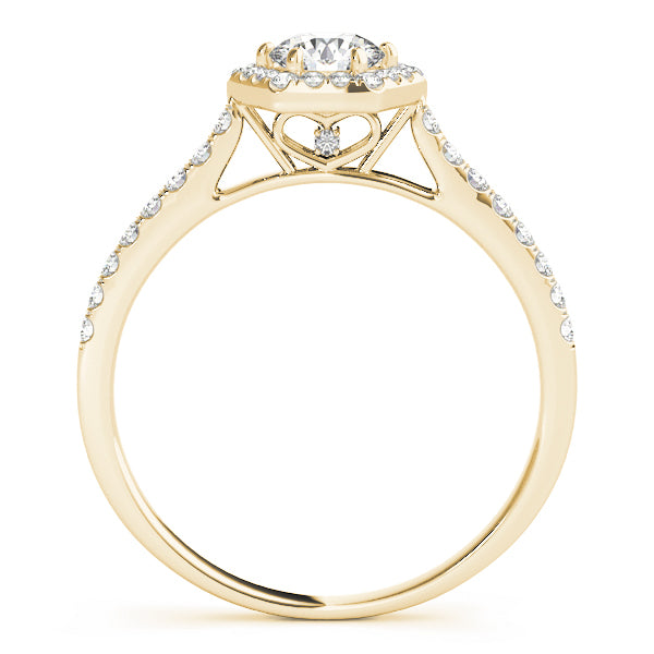 14K Yellow Gold Round Diamond Halo Engagement Ring