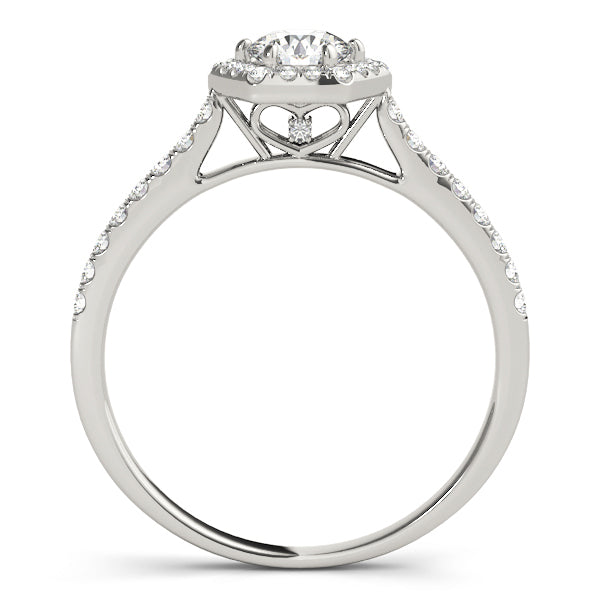 Platinum 1/2 CT Round Diamond Halo Engagement Ring