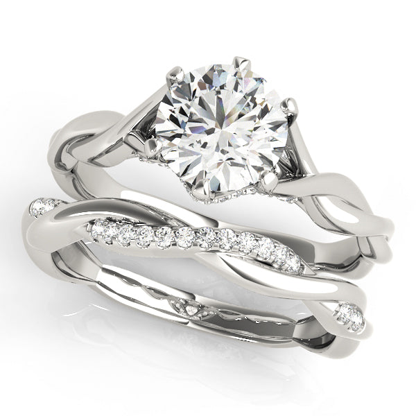 Nature-Inspired Round Diamond with Integrated Twisted-Shank Engagement Ring