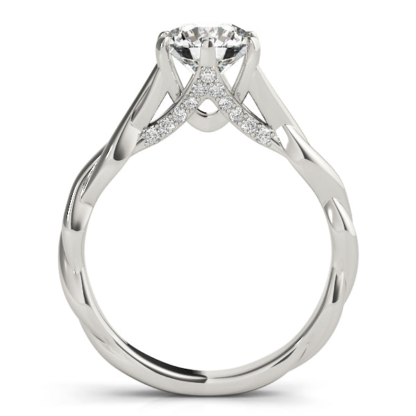 Nature-Inspired Round Diamond with Integrated Twisted-Shank Engagement Ring