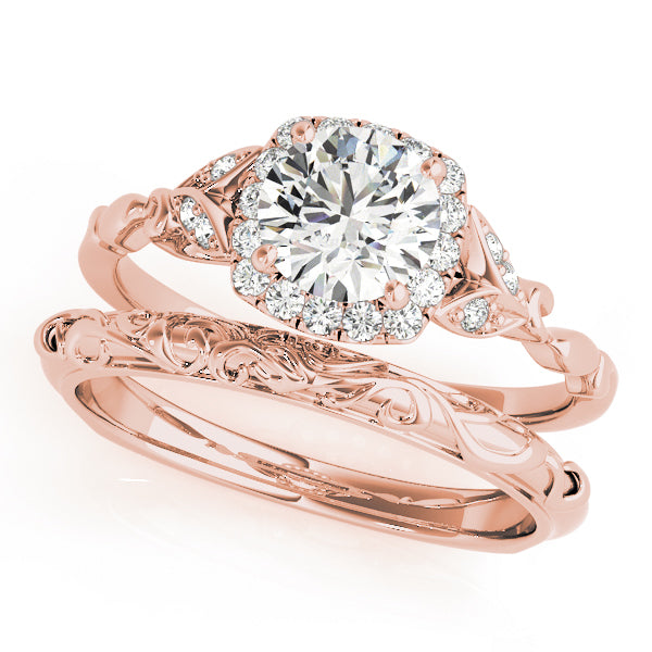 14K Rose Gold 1 CT Diamond Halo Engagement Ring