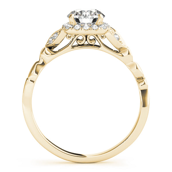 14K Yellow Gold 1 CT Round Diamond Halo Engagement Ring