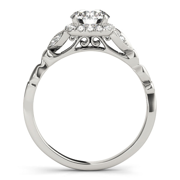 Nature-Inspired Round Cushion Halo Diamond Engagement Ring with Hidden Accents