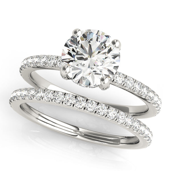 14K White Gold Round Diamond Halo Engagement Ring