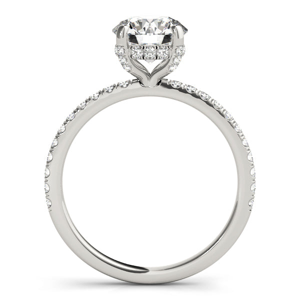 High-Set Round Diamond Hidden Halo Pave Diamond Engagement Ring