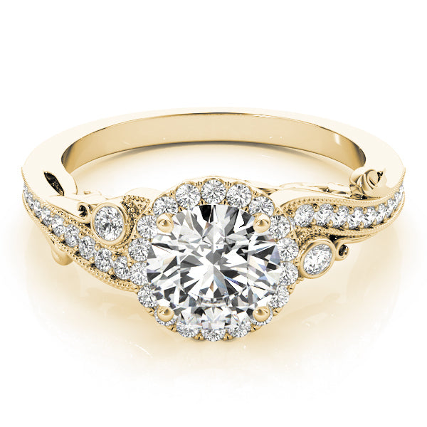 18K Yellow Gold 1 CT Diamond Halo Engagement Ring