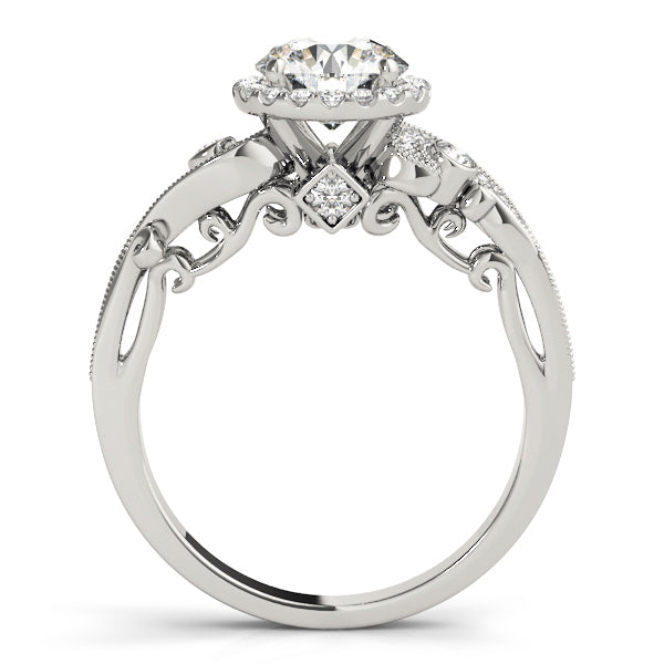 Platinum 1.33ctw Round Diamond Halo Engagement Ring
