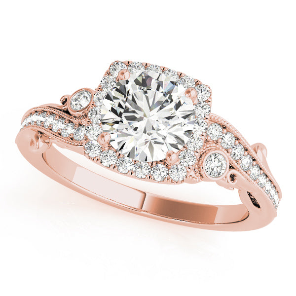 18K Rose Gold 1.33ctw Diamond Halo Engagement Ring
