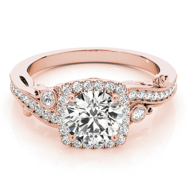 18K Rose Gold 1.33ctw Diamond Halo Engagement Ring