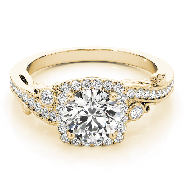 18K Yellow Gold 1 CT Diamond Halo Engagement Ring