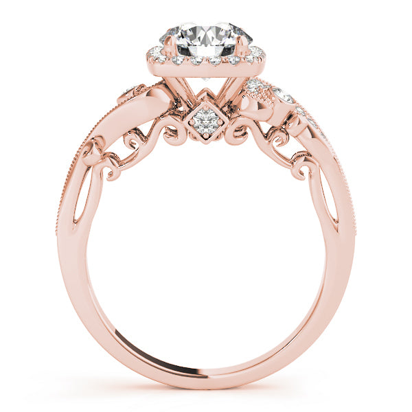 18K Rose Gold 1.33ctw Diamond Halo Engagement Ring