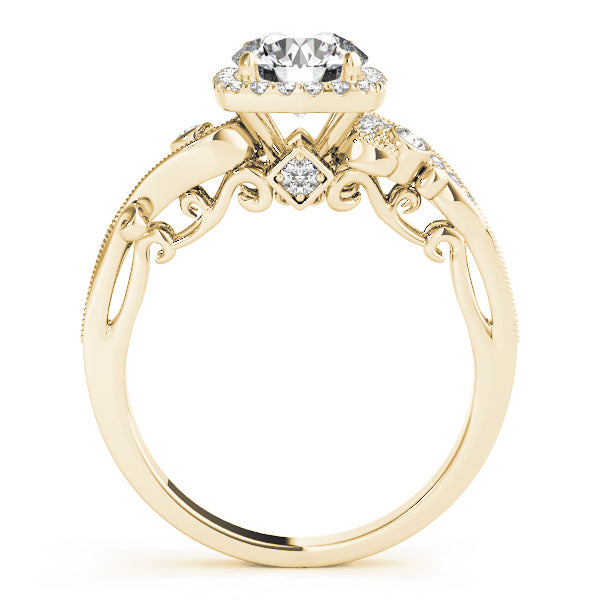 18K Yellow Gold 1 CT Diamond Halo Engagement Ring
